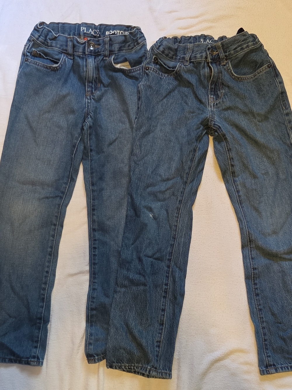 The Children's Place Boys Bootcut Jeans Size 8 Blue Denim Adjustable Waist 2pair